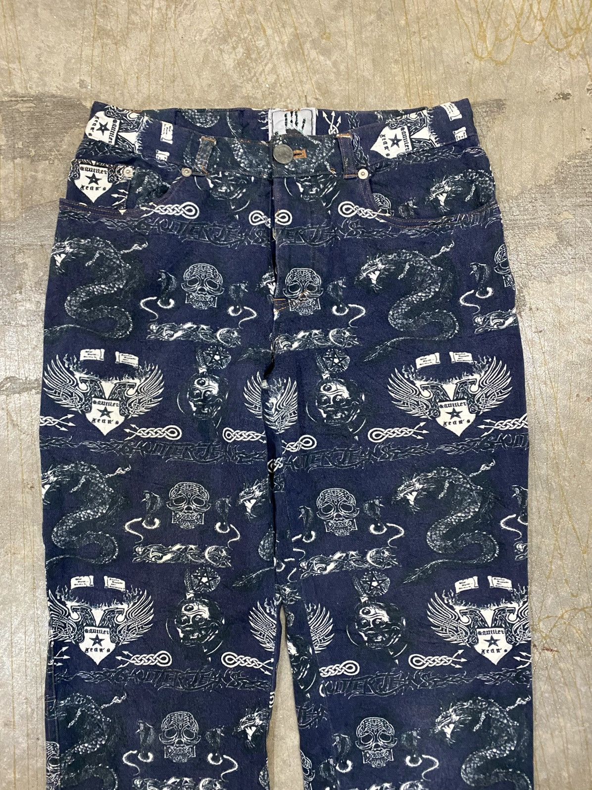 Jean Paul Gaultier AW96 Tatto Skull & Dragon crop Pants Size 28" / US 6 / IT 42 - 3 Thumbnail