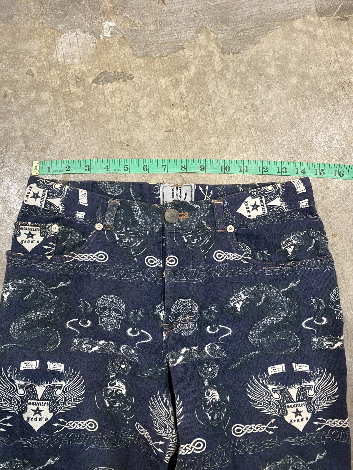 Jean Paul Gaultier AW96 Tatto Skull & Dragon crop Pants Size 28" / US 6 / IT 42 - 14 Thumbnail