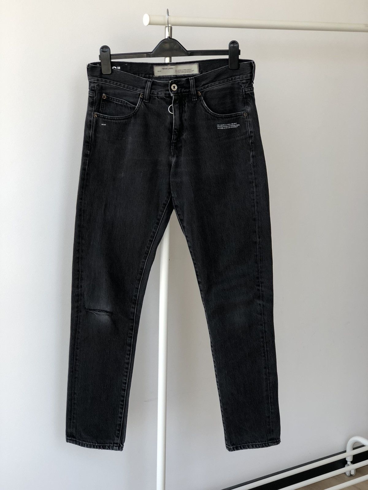 Off-White Off-White Yellow Tape Denim Jeans Size US 32 / EU 48 - 2 Thumbnail