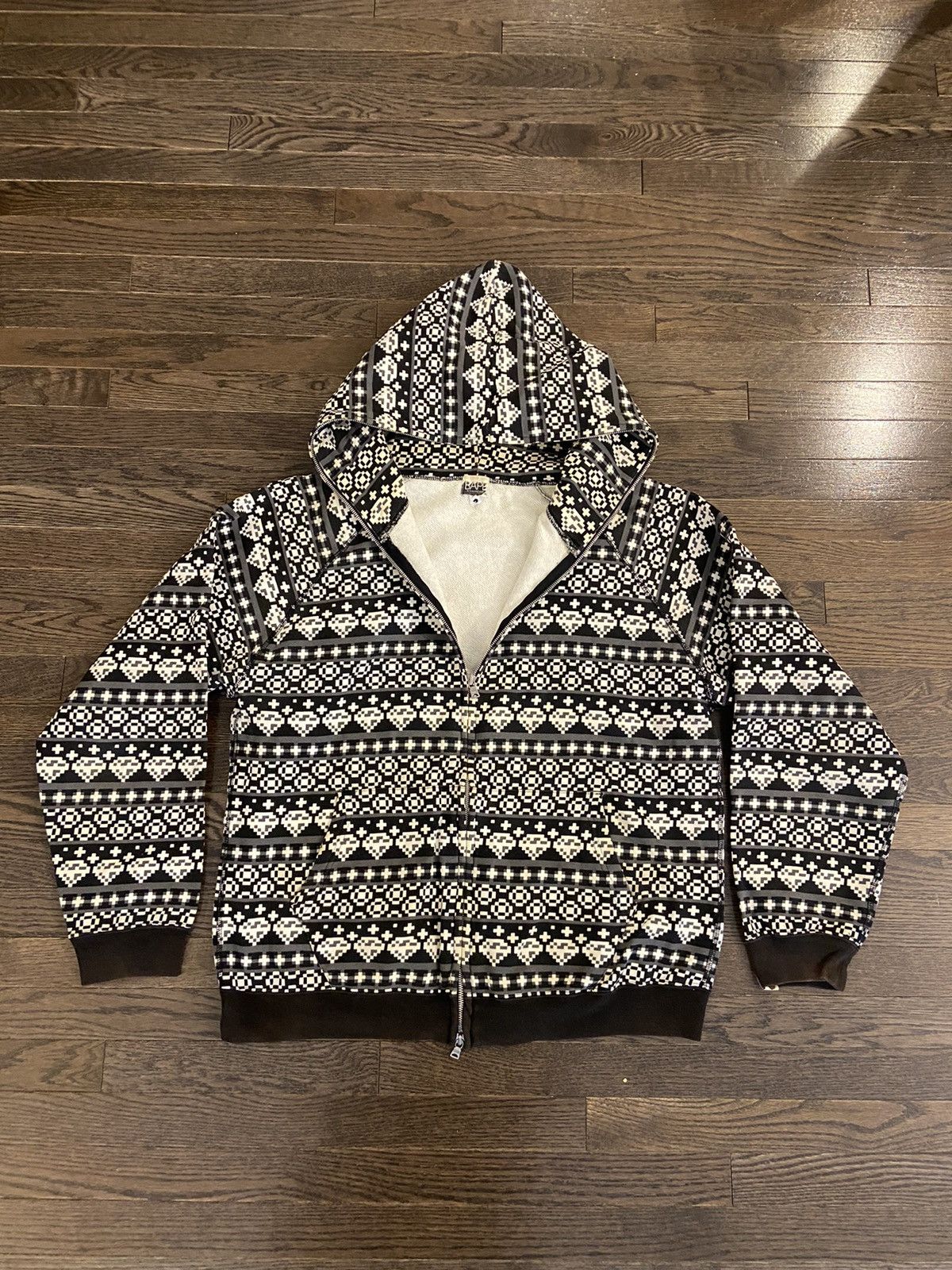 Bape OG Bape Full Zip Hoodie Diamond Pixel Logo All Over Print Grailed