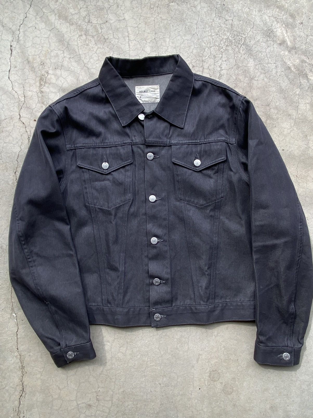 HELMUT LANG RAW SILK DENIM ジャケット 42 M Helmut Lang 2002 Raw Silk Denim 2 Slash Pocket Jacket with