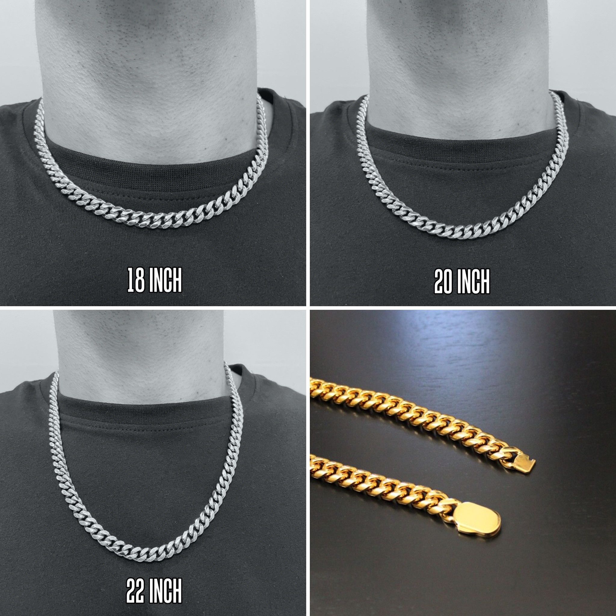 Selling Gold 8mm Cuban Link Chain Necklace Button Clasp 18