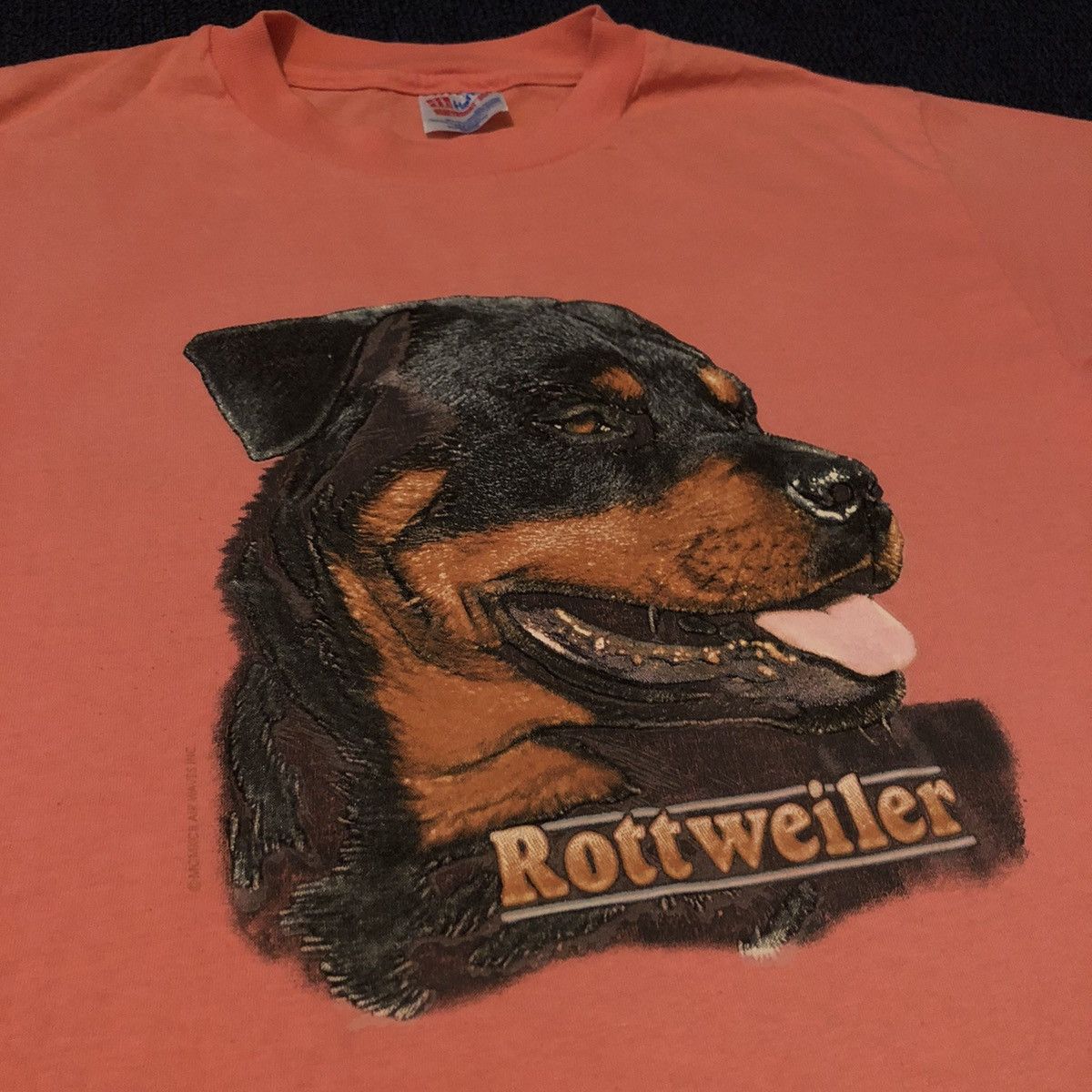 Vintage Vintage 1990s Rottweiler Dog Air Waves Inc Graphic Logo Tee Size US M / EU 48-50 / 2 - 2 Thumbnail