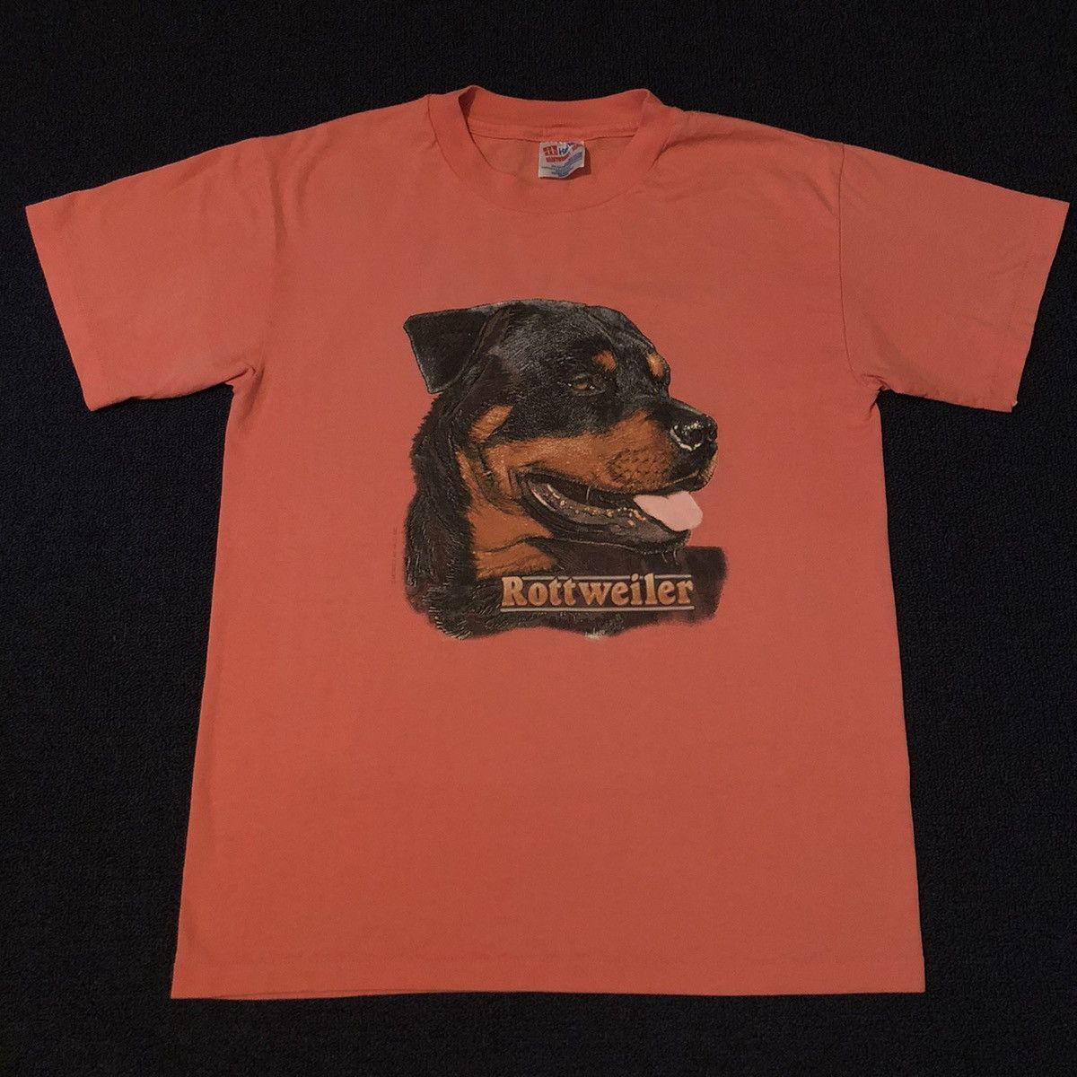 Vintage Vintage 1990s Rottweiler Dog Air Waves Inc Graphic Logo Tee Size US M / EU 48-50 / 2 - 3 Thumbnail