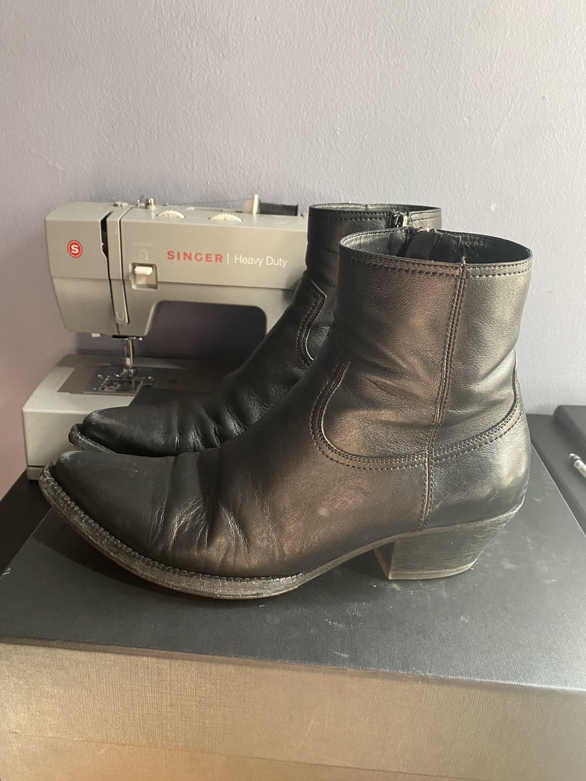 Saint Laurent Paris SLP black leather Lukas boots Grailed
