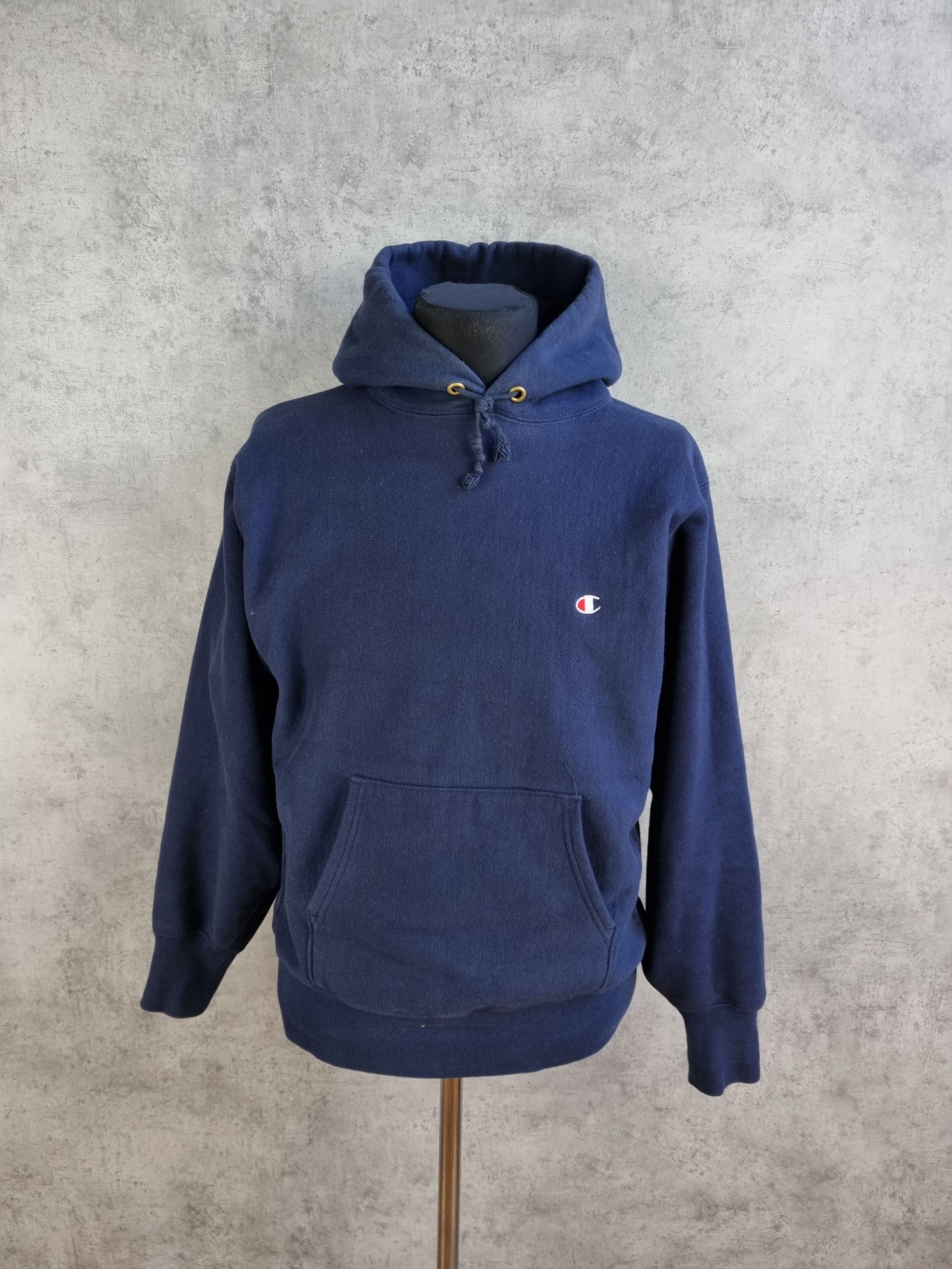Champion × Vintage 90s Champion Reverse Wave Navy Hoodie Vintage Size US M / EU 48-50 / 2 - 2 Thumbnail