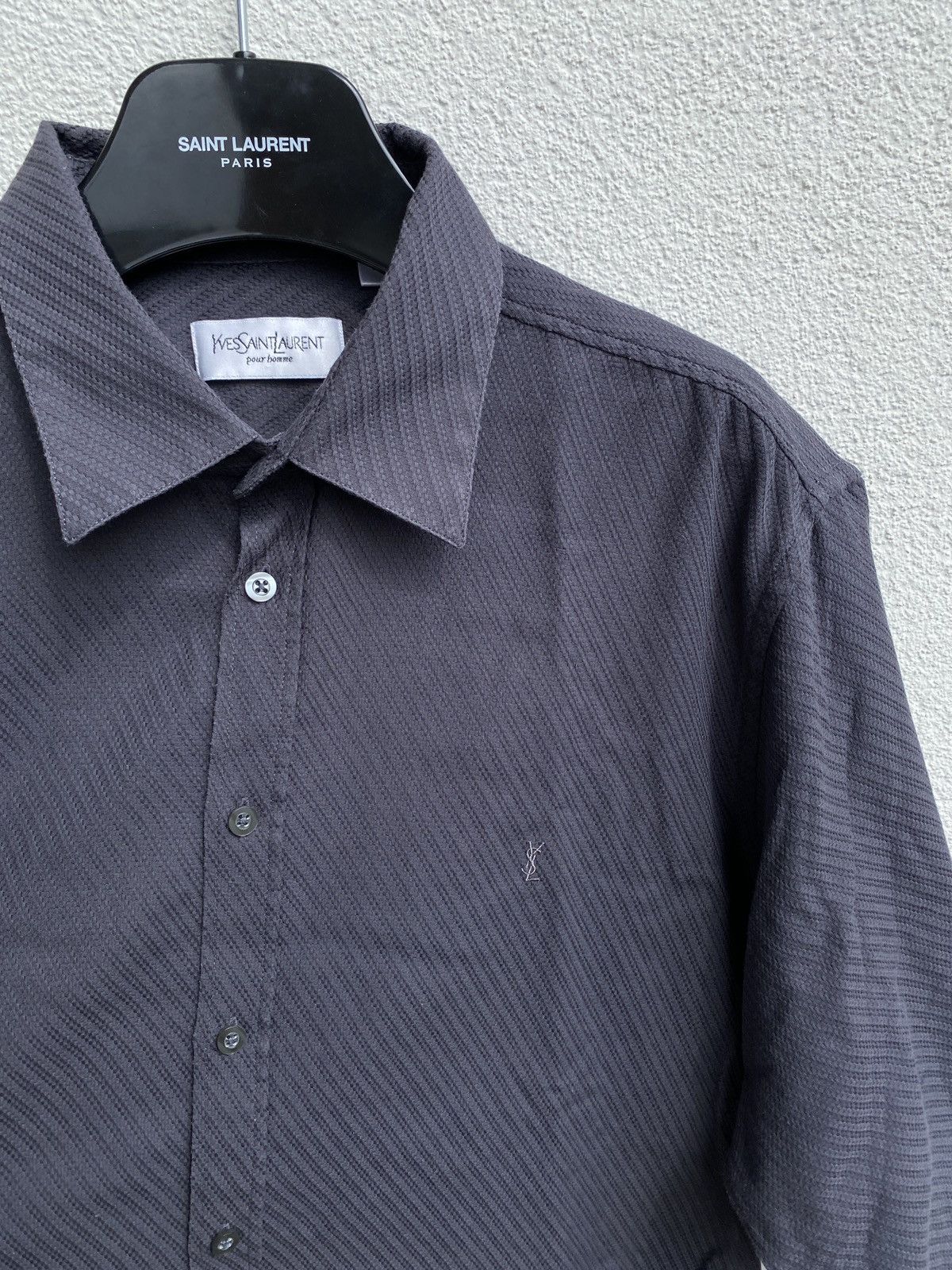 image of YVES Saint Laurent Carbon YSL Shirt in Grey, Men's (Size Small)