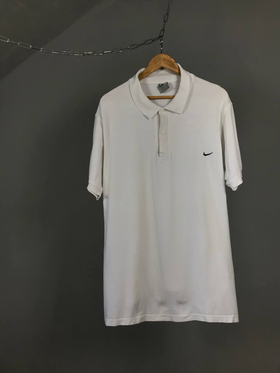 Nike × Vintage Nike swoosh streetwear vintage white polo tee Size US XXL / EU 58 / 5 - 1 Thumbnail