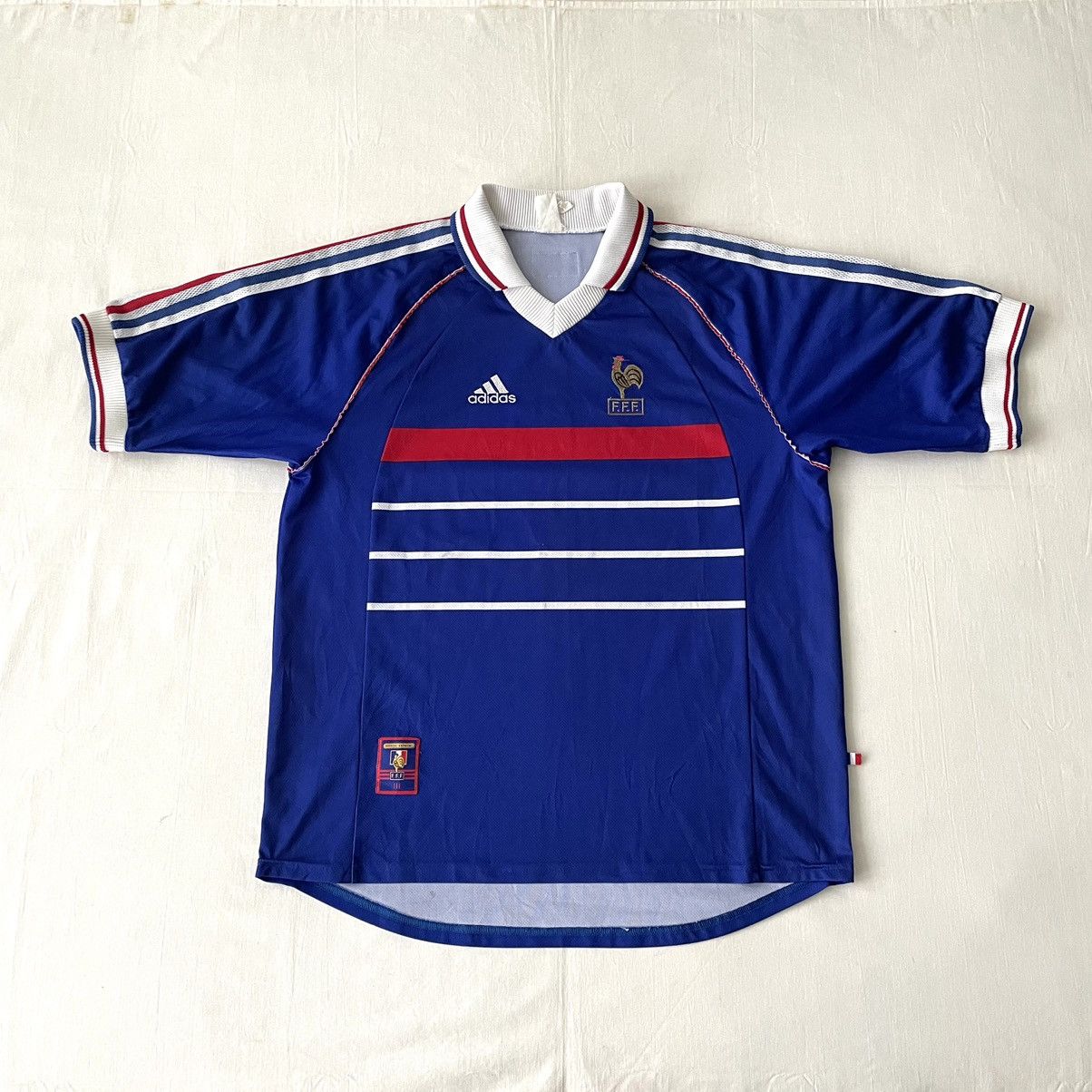 Adidas Vtg 1998/00 Adidas France Home Jersey Zidane Football Shirt Size US L / EU 52-54 / 3 - 1 Thumbnail