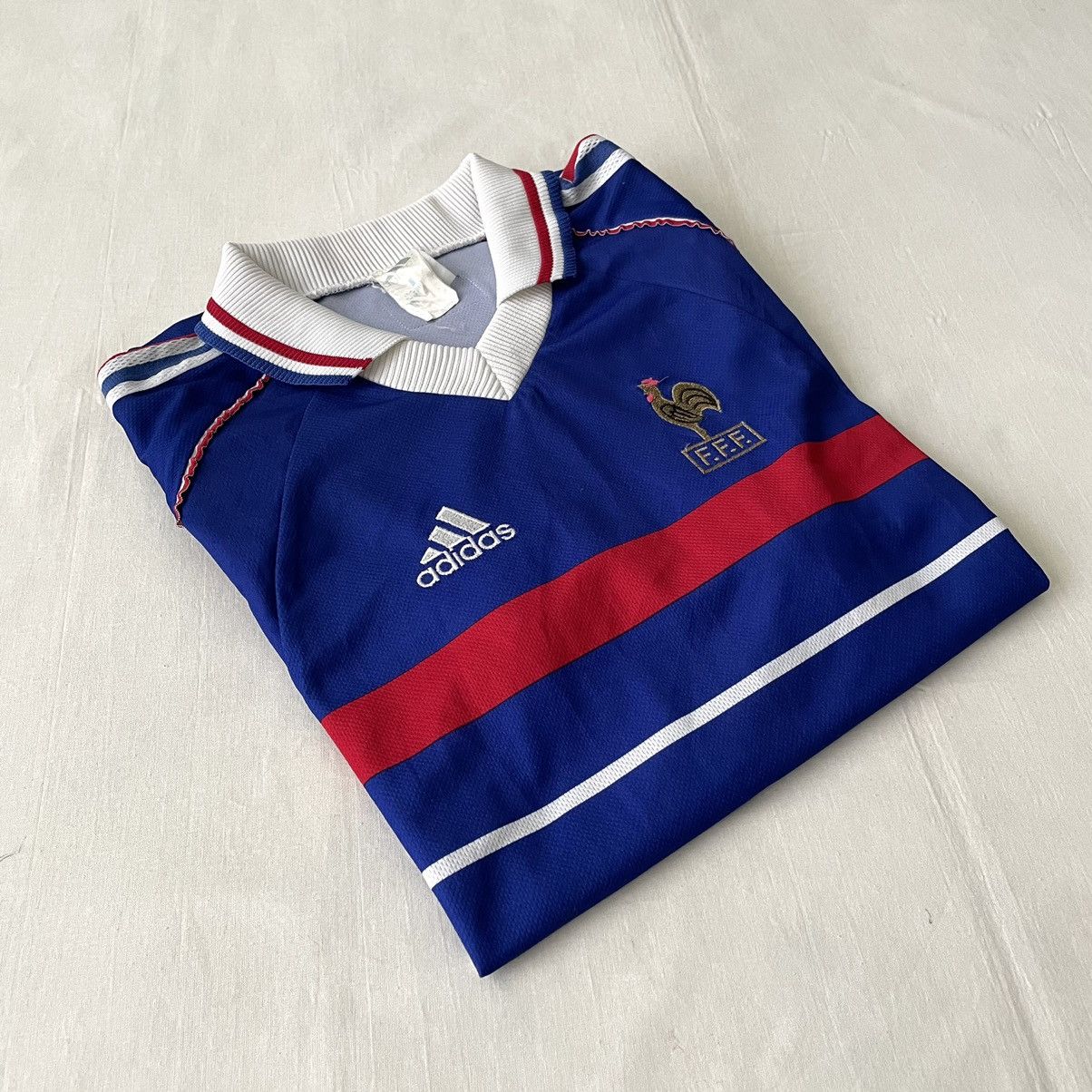 Adidas Vtg 1998/00 Adidas France Home Jersey Zidane Football Shirt Size US L / EU 52-54 / 3 - 13 Thumbnail