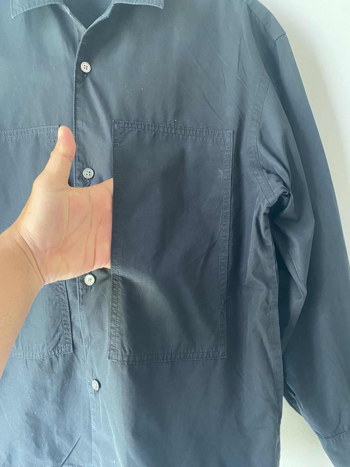 Jil Sander jil sander x uniqlo long sleeve shirt black design two poket Size US M / EU 48-50 / 2 - 7 Thumbnail
