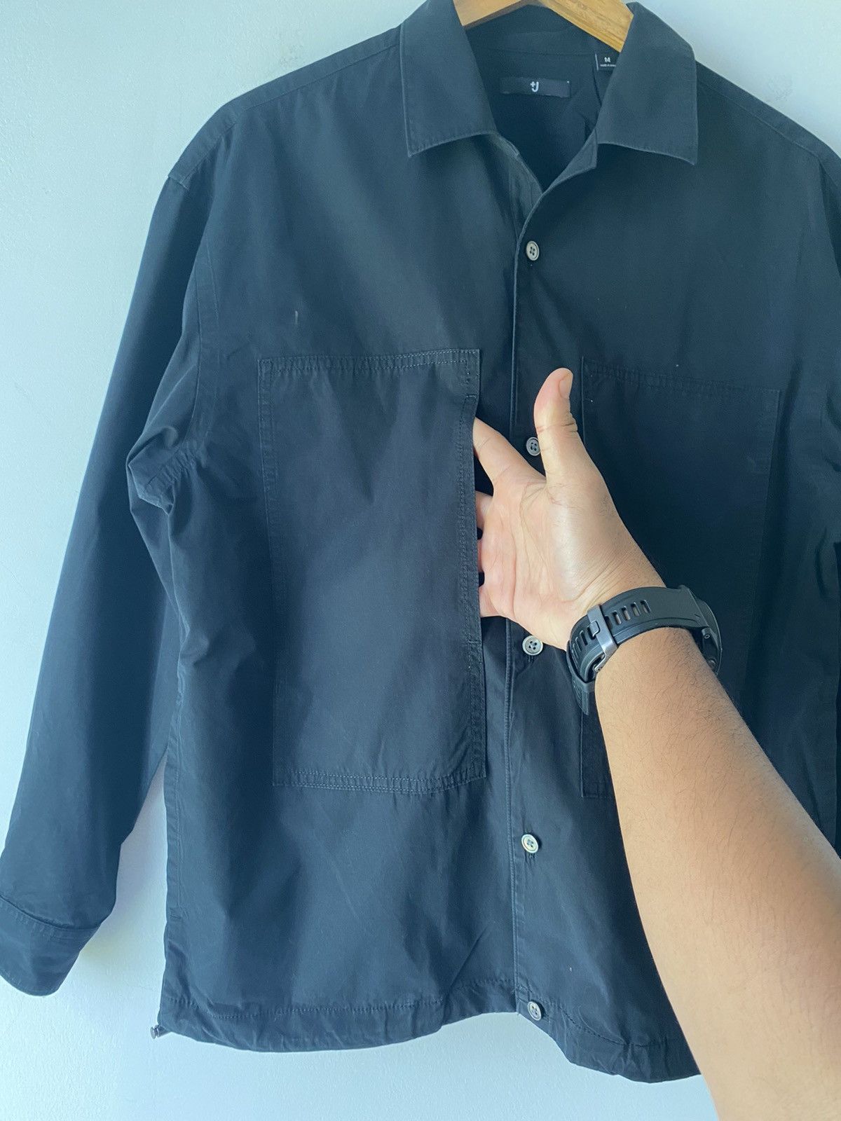 Jil Sander jil sander x uniqlo long sleeve shirt black design two poket Size US M / EU 48-50 / 2 - 8 Thumbnail