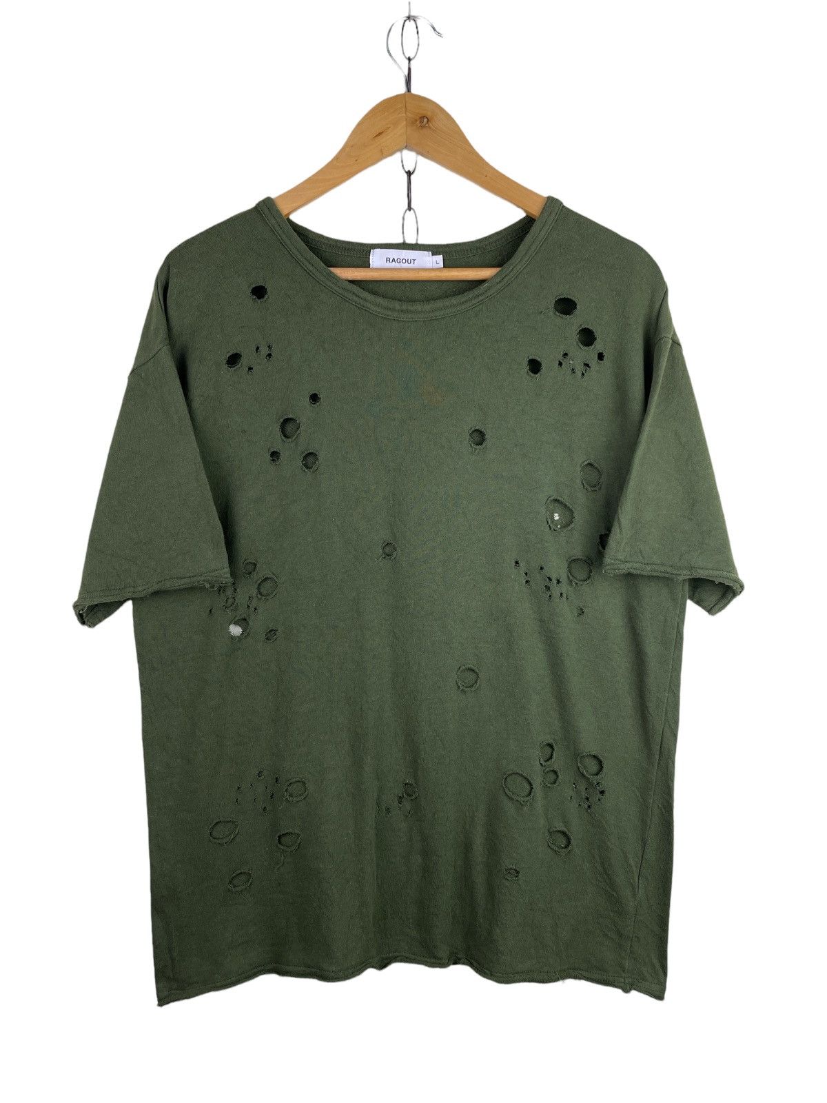 Japanese Brand × Seditionaries Distressed Ragout BulletHoles Boatneck Rawcut SS Thermal Tee Size US L / EU 52-54 / 3 - 1 Thumbnail