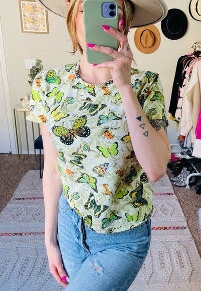 Designer × Jim Thompson Butterfly Full-Printed Summer Tee Size M / US 6-8 / IT 42-44 - 5 Thumbnail