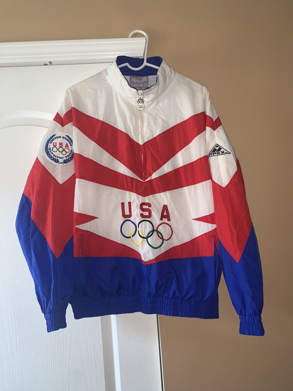 APEX ONE USA刺繍ロゴ　ナイロンジャケット　オリンピックロゴ　L〜XL Apex One × USA Olympics Vintage Apex One USA Olympics Jacket