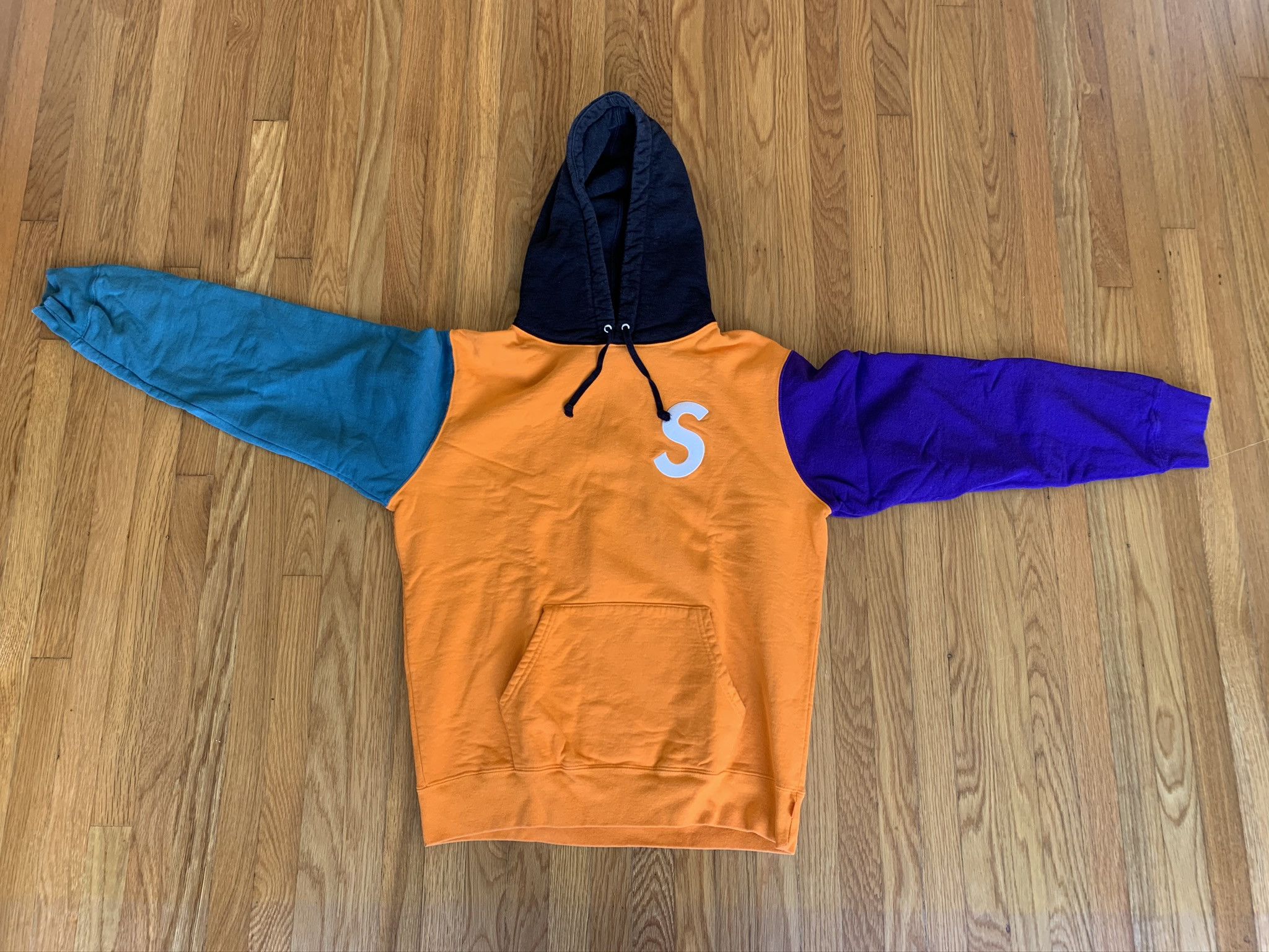 Supreme S Logo Colorblocked Hoodie Grailed