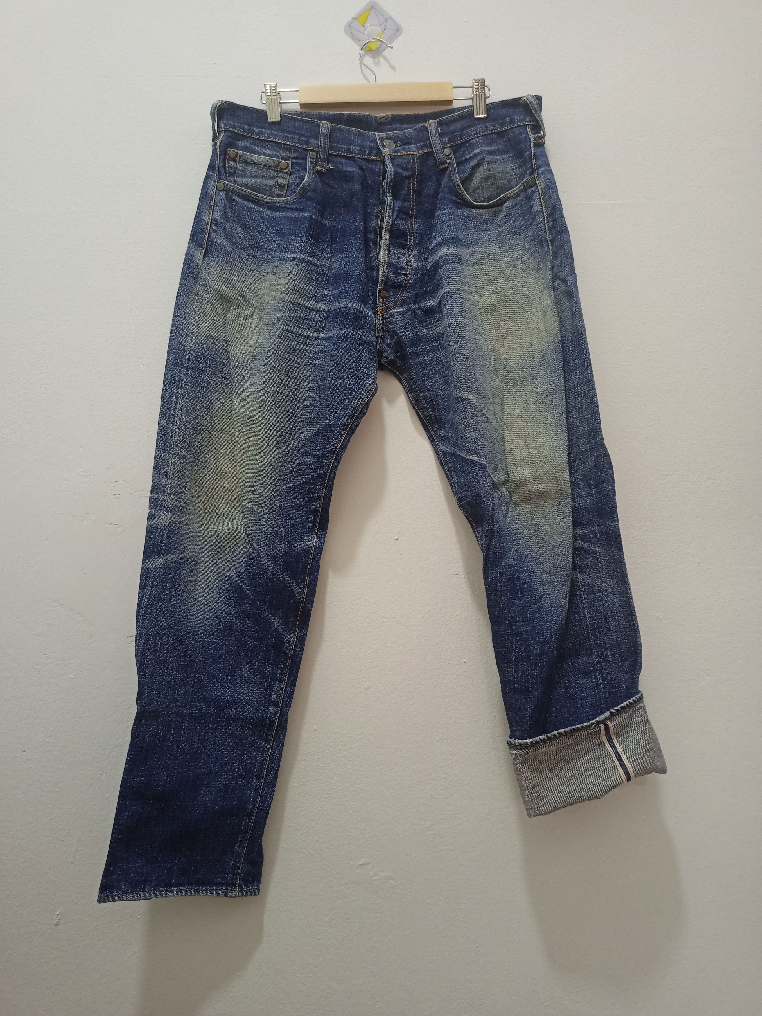 Vintage Vintage Evisu Selvedge Distressed Denim Jeans Size US 34 / EU 50 - 2 Thumbnail