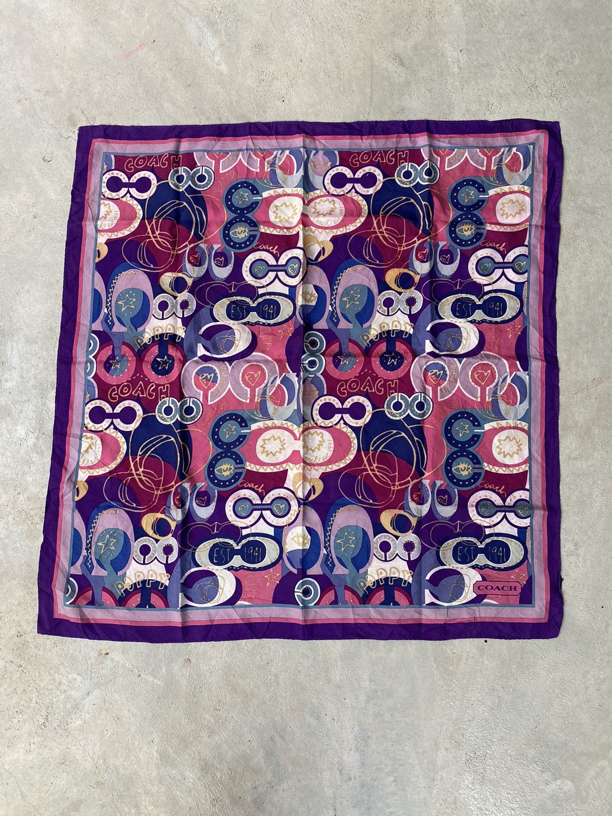 Coach × Vintage 💸BINDINGOFFER💸Vintage Coach Silk Scarf Size ONE SIZE - 1 Thumbnail