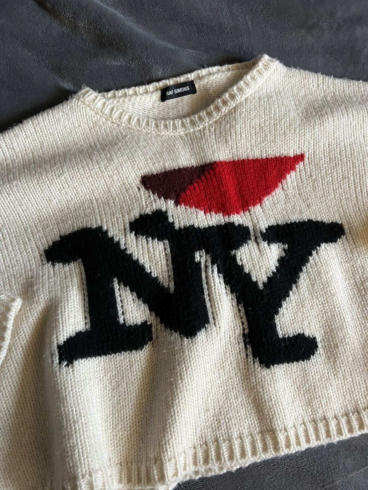 Raf Simons “I Love Ny” Cropped Knit Sweater Size US M / EU 48-50 / 2 - 2 Thumbnail
