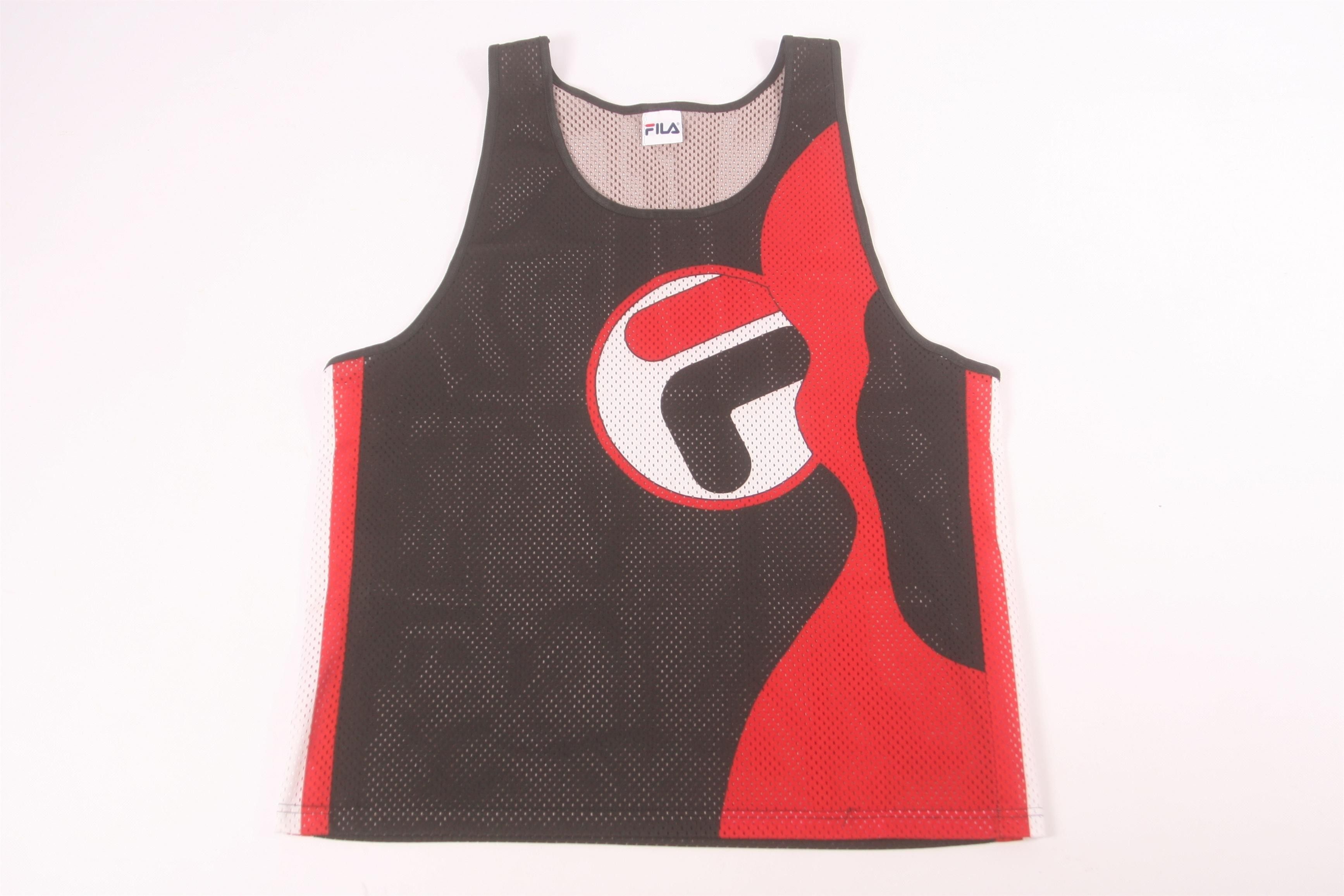 🔥 VTG 🔥 90s USA Fila Big Logo Basketball Jersey