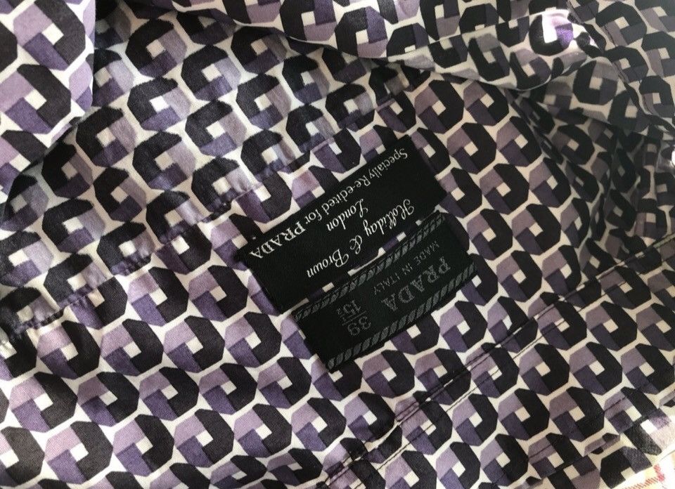 Prada Rare! Prada Re-edited Holliday & Brown Diamond Pattern Shirt Size US S / EU 44-46 / 1 - 5 Thumbnail