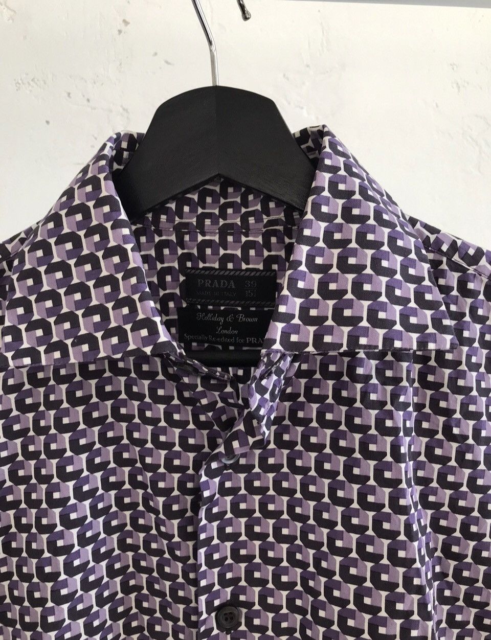 Prada Rare! Prada Re-edited Holliday & Brown Diamond Pattern Shirt Size US S / EU 44-46 / 1 - 4 Thumbnail