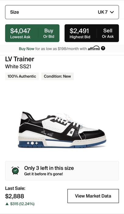 Replica Louis Vuitton White/Black LV Trainer Sneakers with #54 for