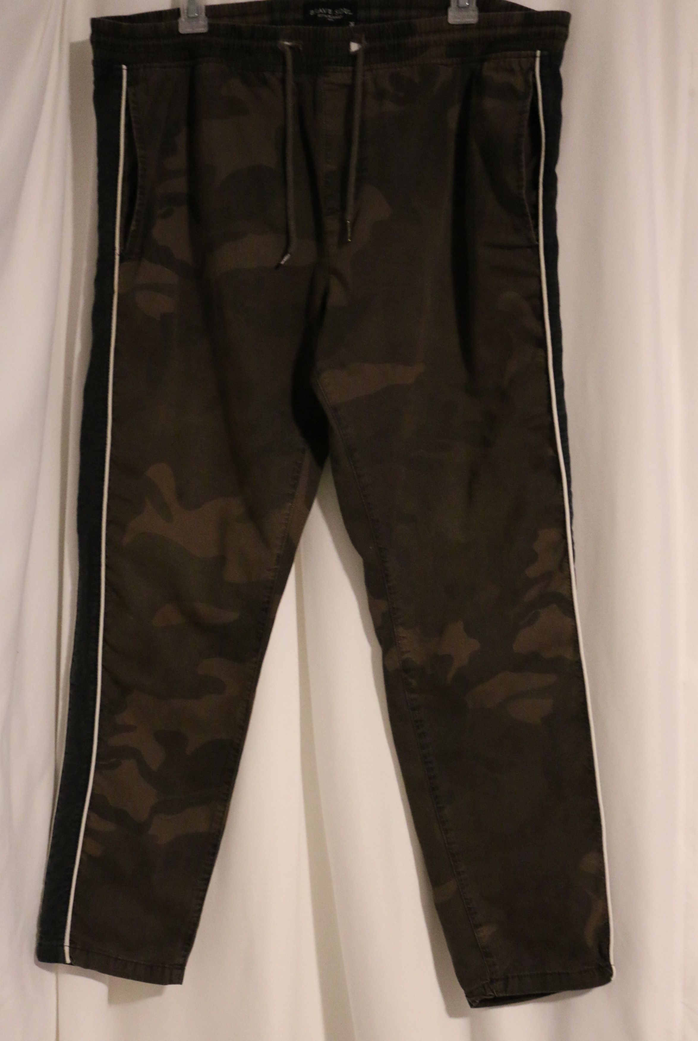 Brave Soul Dark Cuffed Chino Sweat Khaki Drawstring Brown Camo Pants Size US 36 / EU 52 - 5 Thumbnail