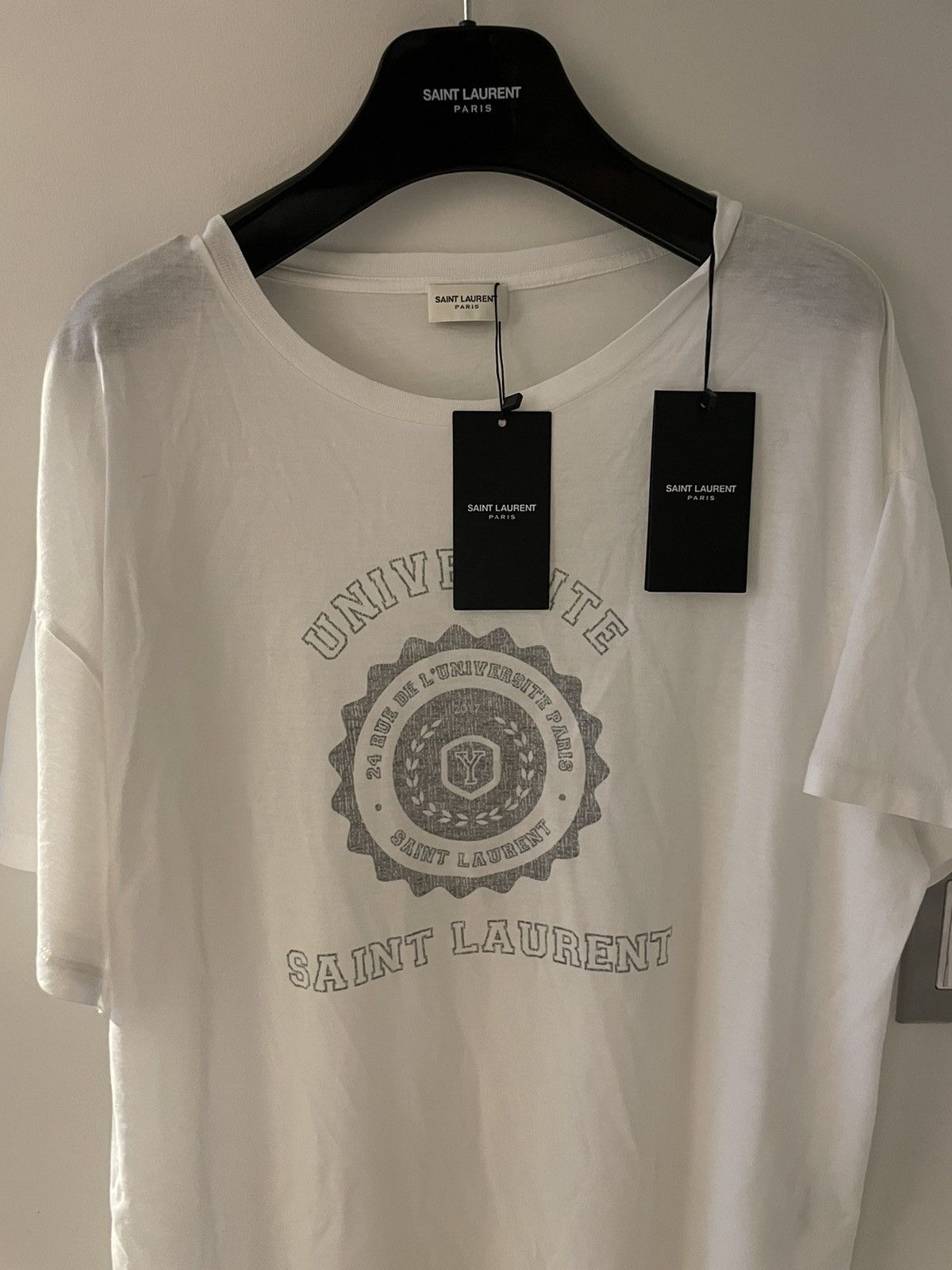 Hedi Slimane × Saint Laurent Paris × Yves Saint Laurent Super Runway Limited Edition Universite White Tee T-shirt Size US L / EU 52-54 / 3 - 12 Thumbnail