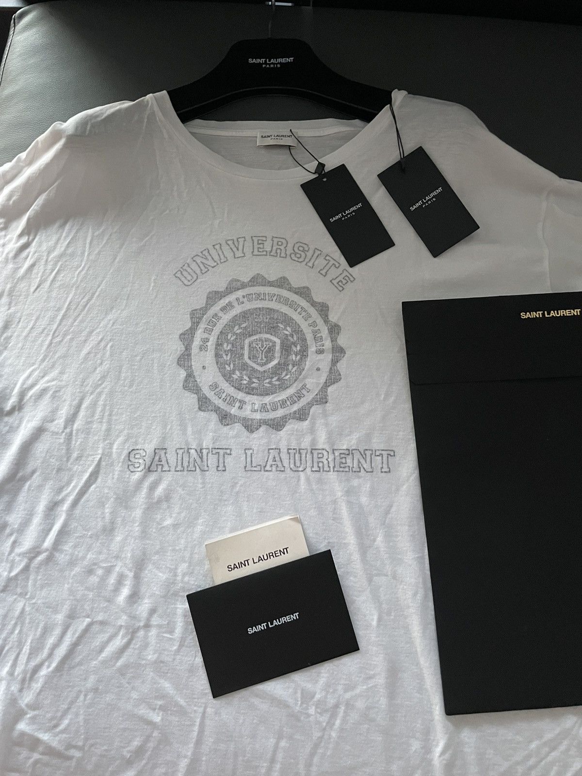Hedi Slimane × Saint Laurent Paris × Yves Saint Laurent Super Runway Limited Edition Universite White Tee T-shirt Size US L / EU 52-54 / 3 - 16 Thumbnail