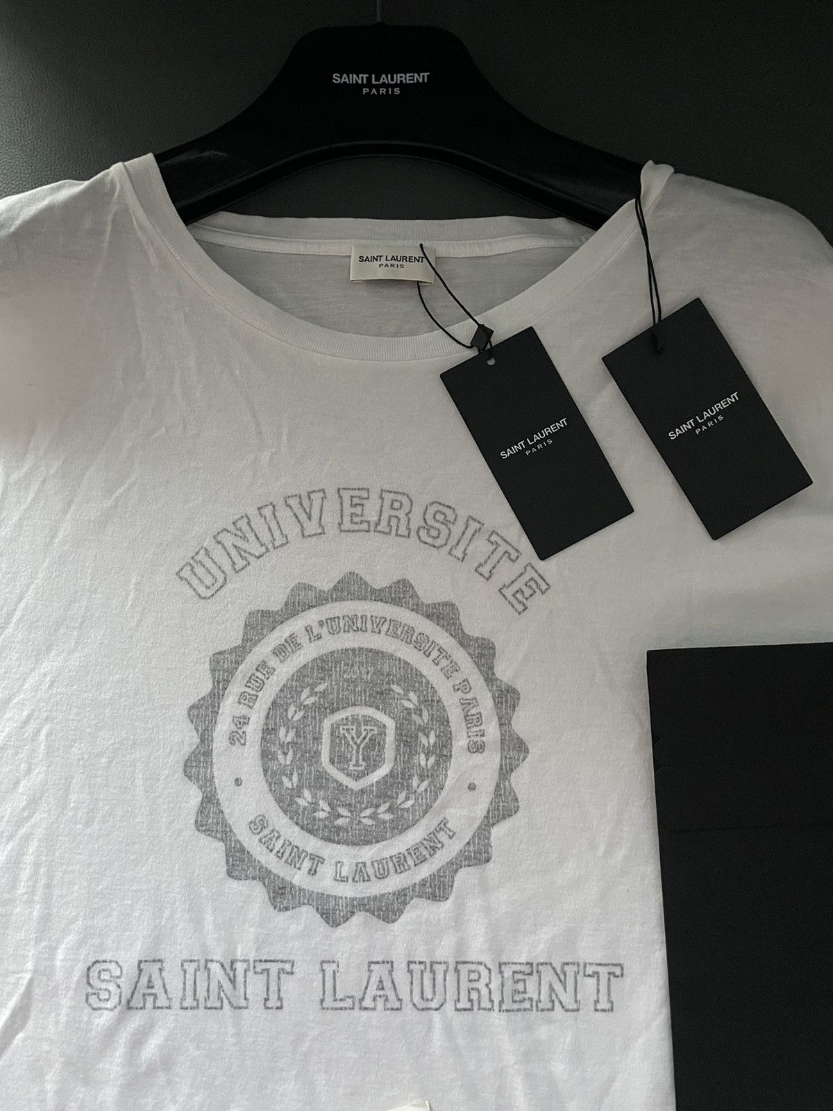 Hedi Slimane × Saint Laurent Paris × Yves Saint Laurent Super Runway Limited Edition Universite White Tee T-shirt Size US L / EU 52-54 / 3 - 17 Thumbnail