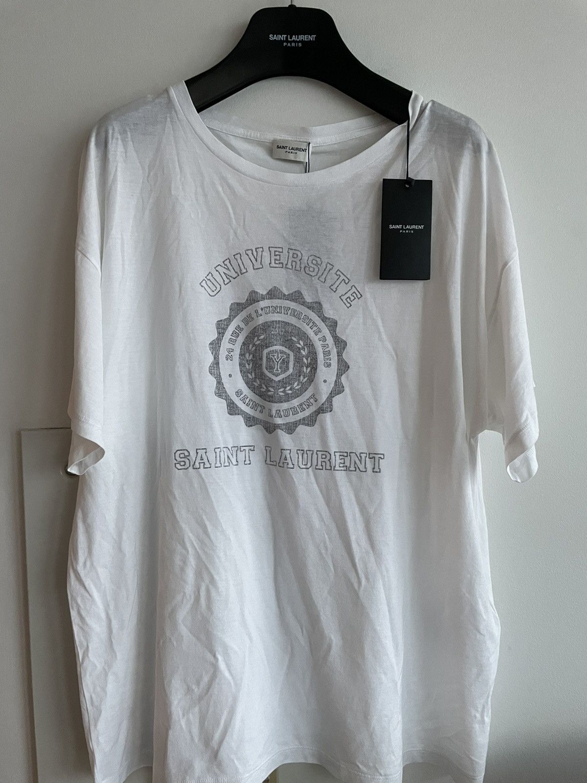 Hedi Slimane × Saint Laurent Paris × Yves Saint Laurent Super Runway Limited Edition Universite White Tee T-shirt Size US L / EU 52-54 / 3 - 7 Thumbnail