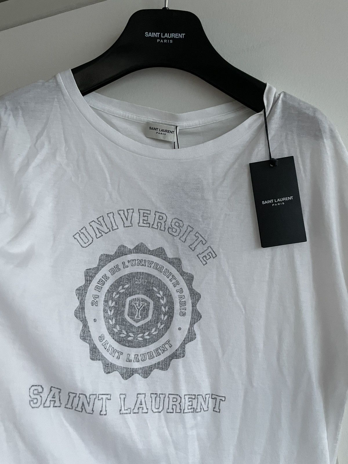 Hedi Slimane × Saint Laurent Paris × Yves Saint Laurent Super Runway Limited Edition Universite White Tee T-shirt Size US L / EU 52-54 / 3 - 6 Thumbnail