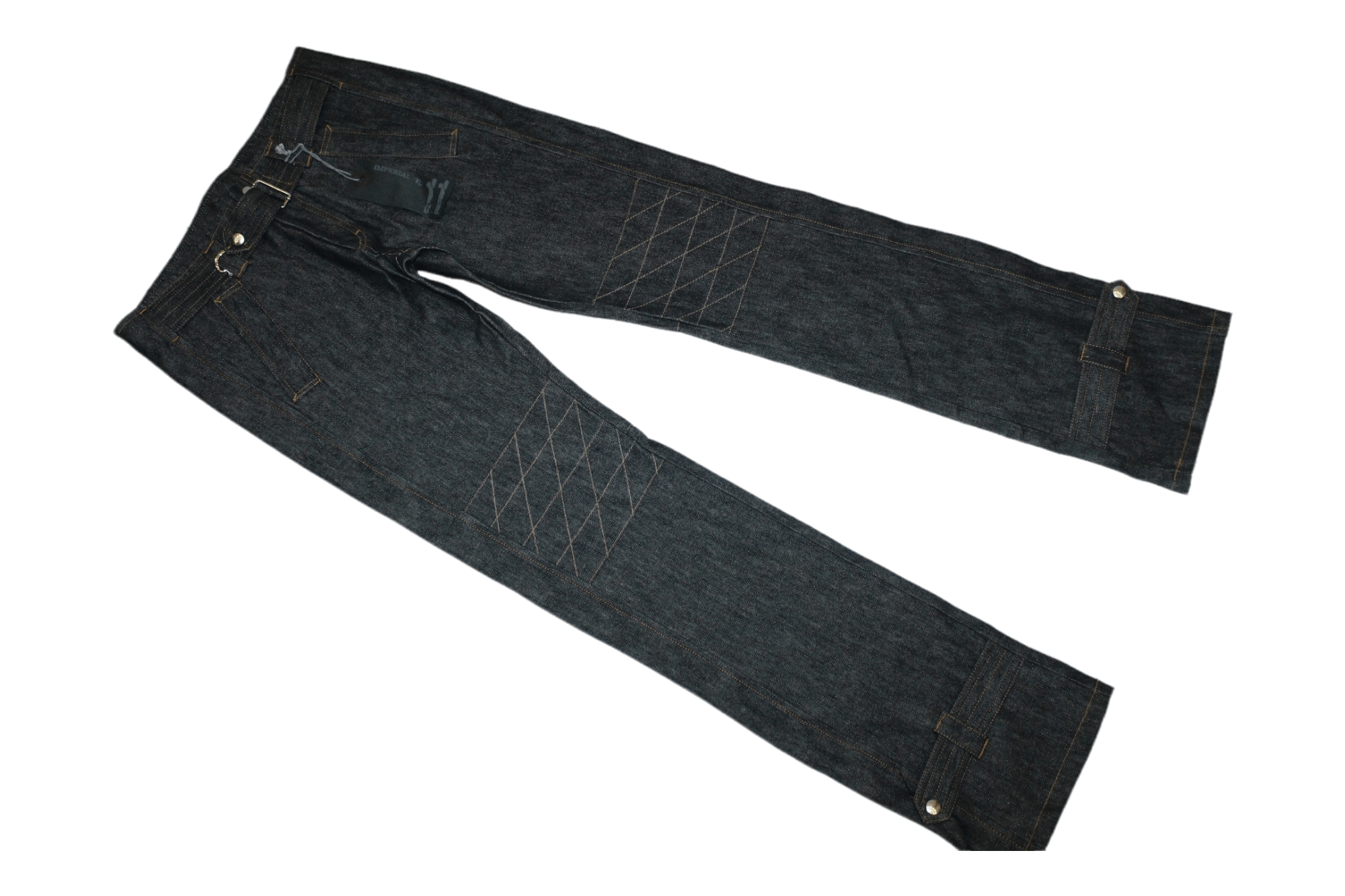 Japanese Brand 💥Imperial Italy Black Raw Denim 14.25oz Biker Jeans Size US 34 / EU 50 - 2 Thumbnail
