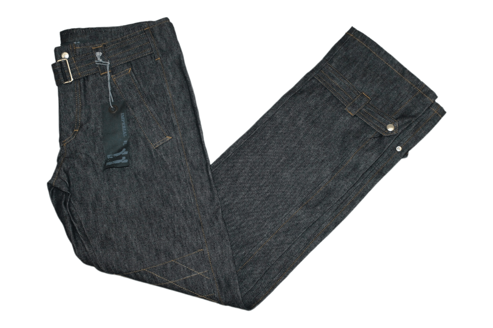 Japanese Brand 💥Imperial Italy Black Raw Denim 14.25oz Biker Jeans Size US 34 / EU 50 - 1 Thumbnail