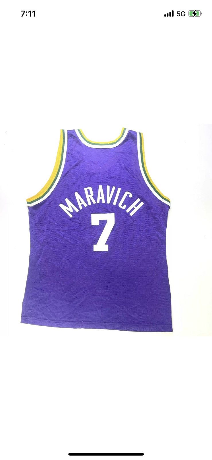 Champion × NBA × Vintage RARE 90’s Utah Jazz Pistol Pete Maravich #7 Jersey Size 44 Size US L / EU 52-54 / 3 - 7 Thumbnail