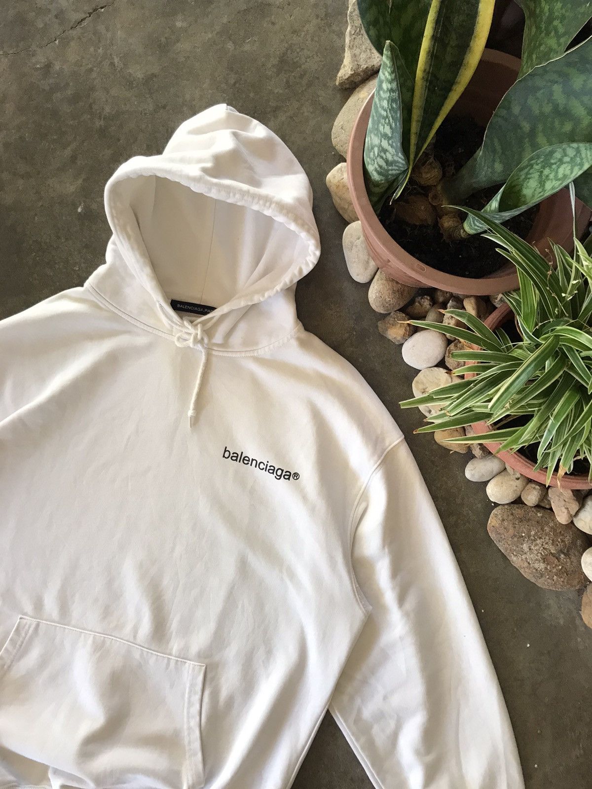 Vintage Balenciaga Paris Off White Boxy Hoodie Grailed