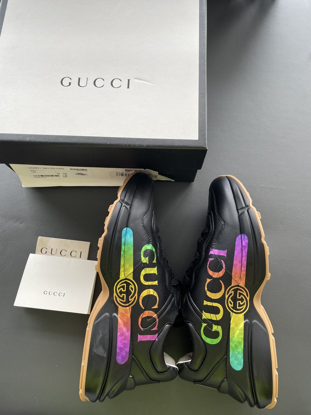 Gucci Rare Limited Edition Brand New Rhyton Logo Leather Sneaker Size US 9 / EU 42 - 3 Thumbnail