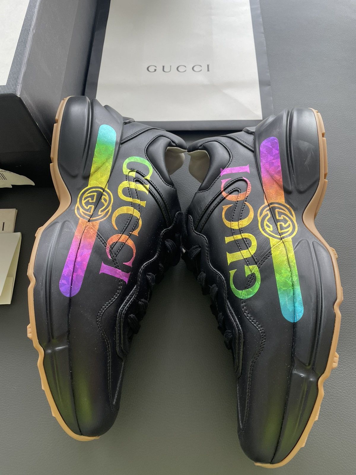 Gucci Rare Limited Edition Brand New Rhyton Logo Leather Sneaker Size US 9 / EU 42 - 10 Thumbnail