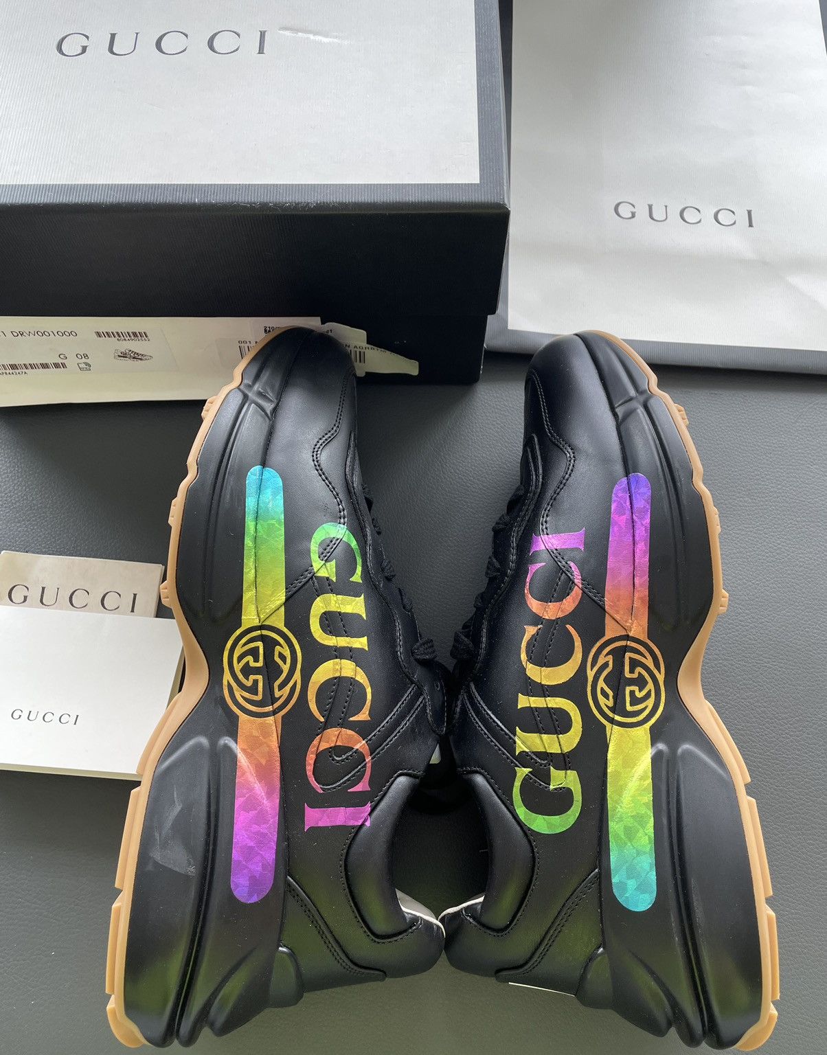 Gucci Rare Limited Edition Brand New Rhyton Logo Leather Sneaker Size US 9 / EU 42 - 9 Thumbnail