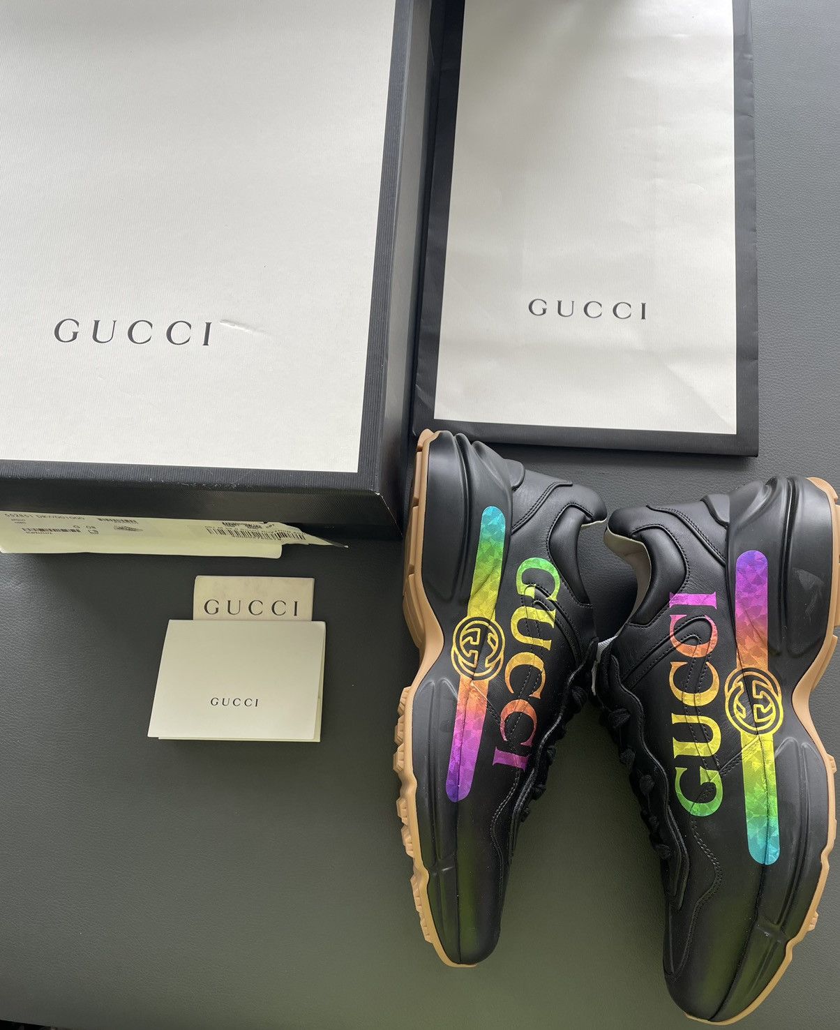 Gucci Rare Limited Edition Brand New Rhyton Logo Leather Sneaker Size US 9 / EU 42 - 17 Thumbnail