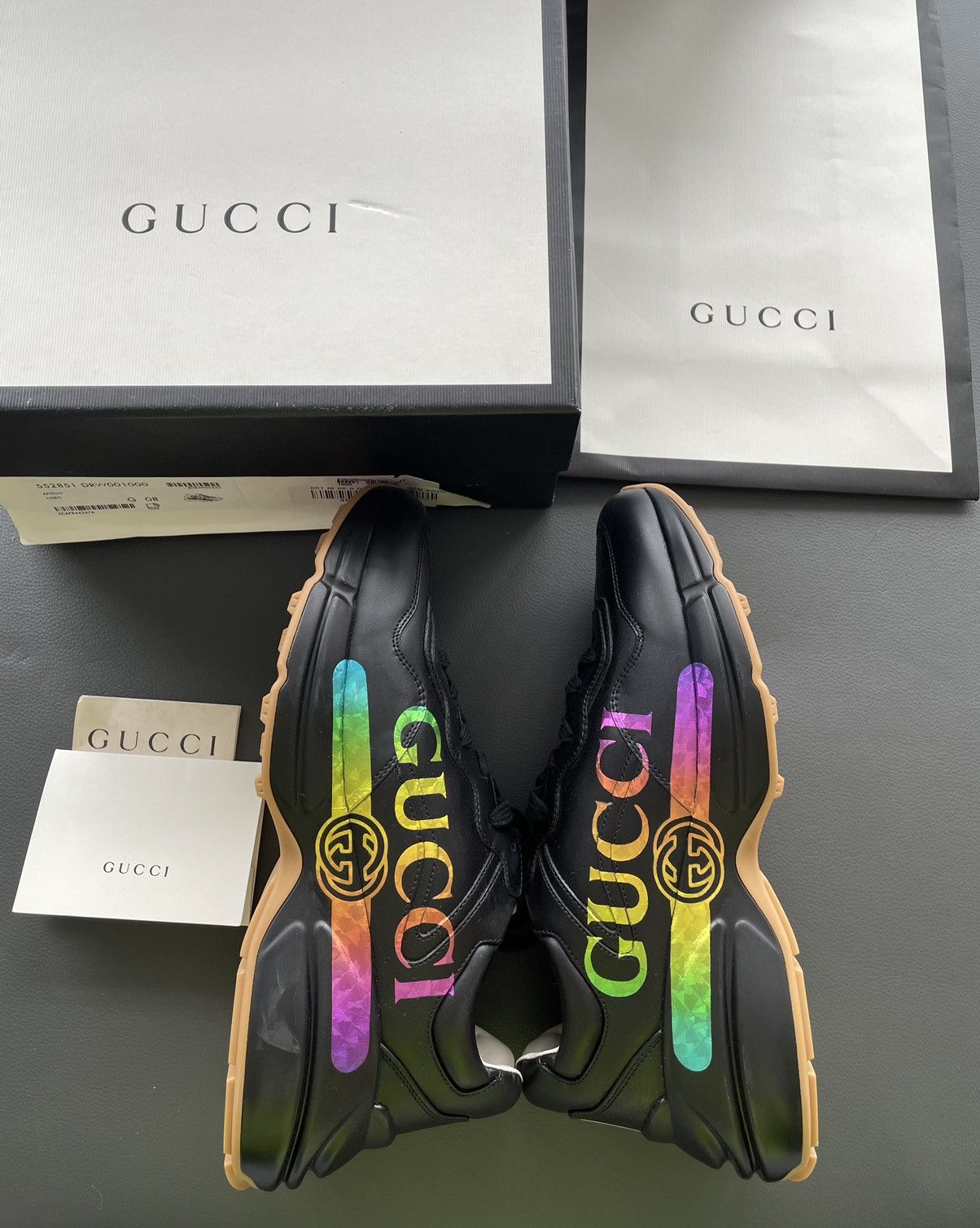 Gucci Rare Limited Edition Brand New Rhyton Logo Leather Sneaker Size US 9 / EU 42 - 2 Thumbnail