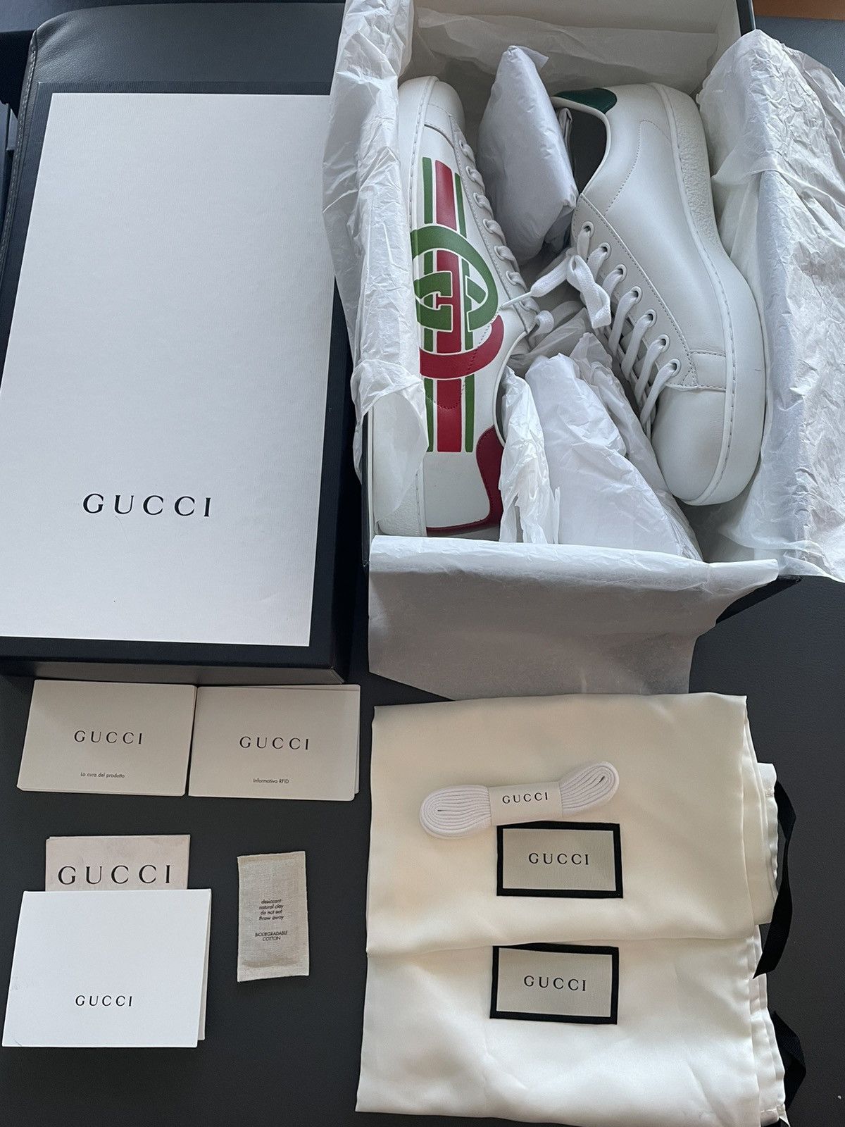 Gucci Brand NEW Iconic Interlocking GG Logo Leather ACE Sneaker Size US 9 / EU 42 - 5 Thumbnail