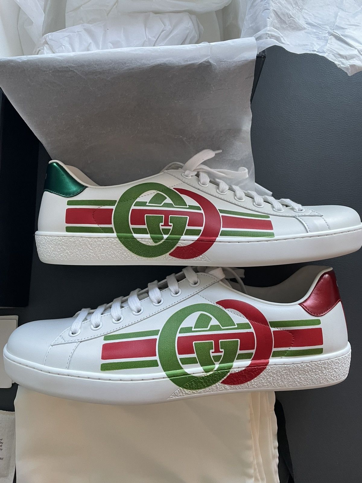 Gucci Brand NEW Iconic Interlocking GG Logo Leather ACE Sneaker Size US 9 / EU 42 - 2 Thumbnail