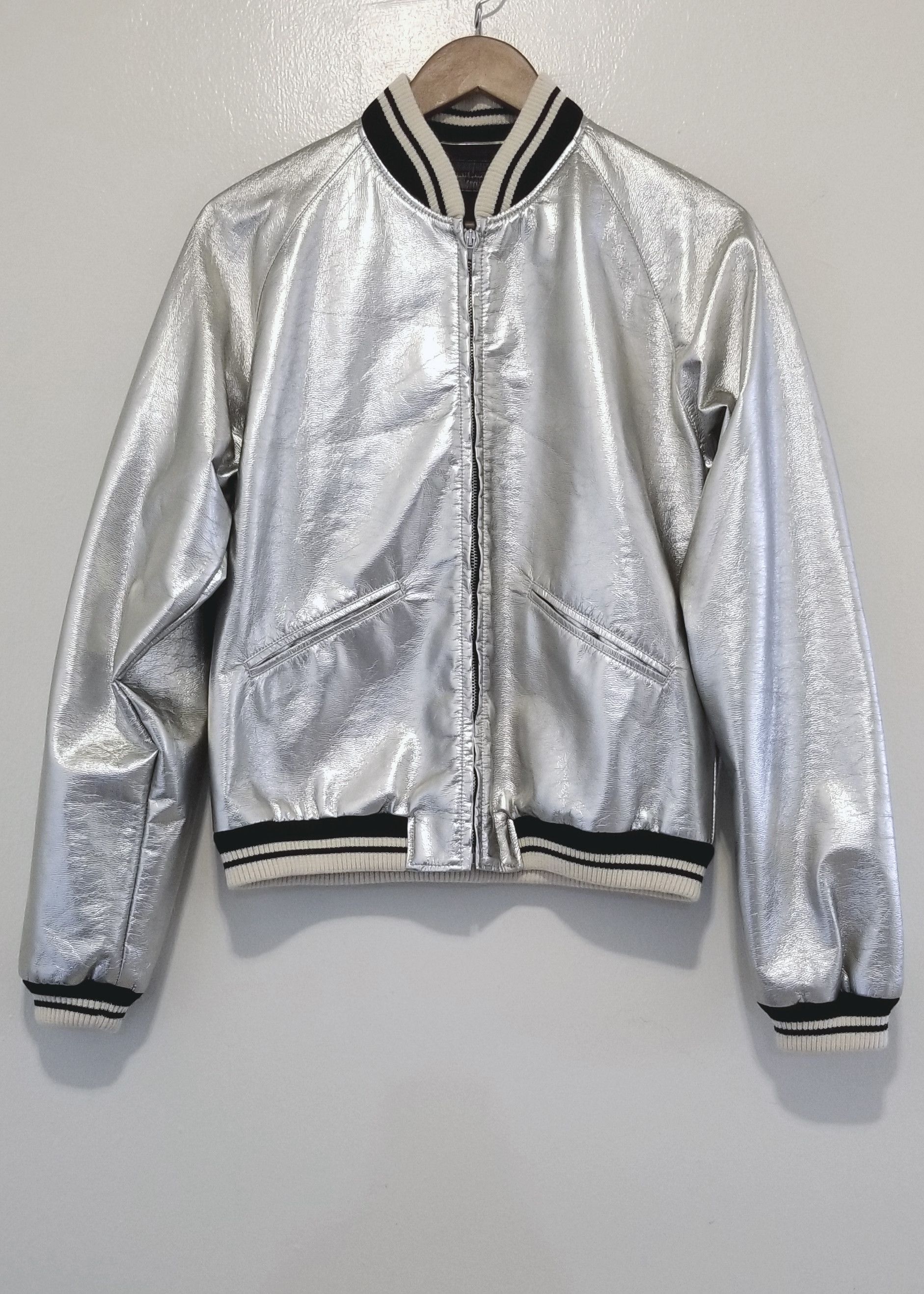 Saint Laurent Paris SS14 Metallic Silver Teddy Bomber Jacket | Grailed