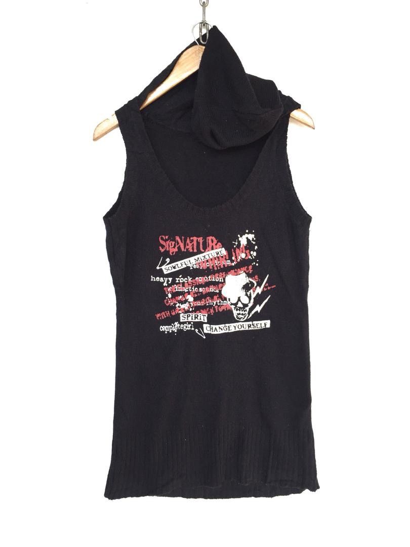 Japanese Parfum Signature Design Knit Tank Top Shirt Black