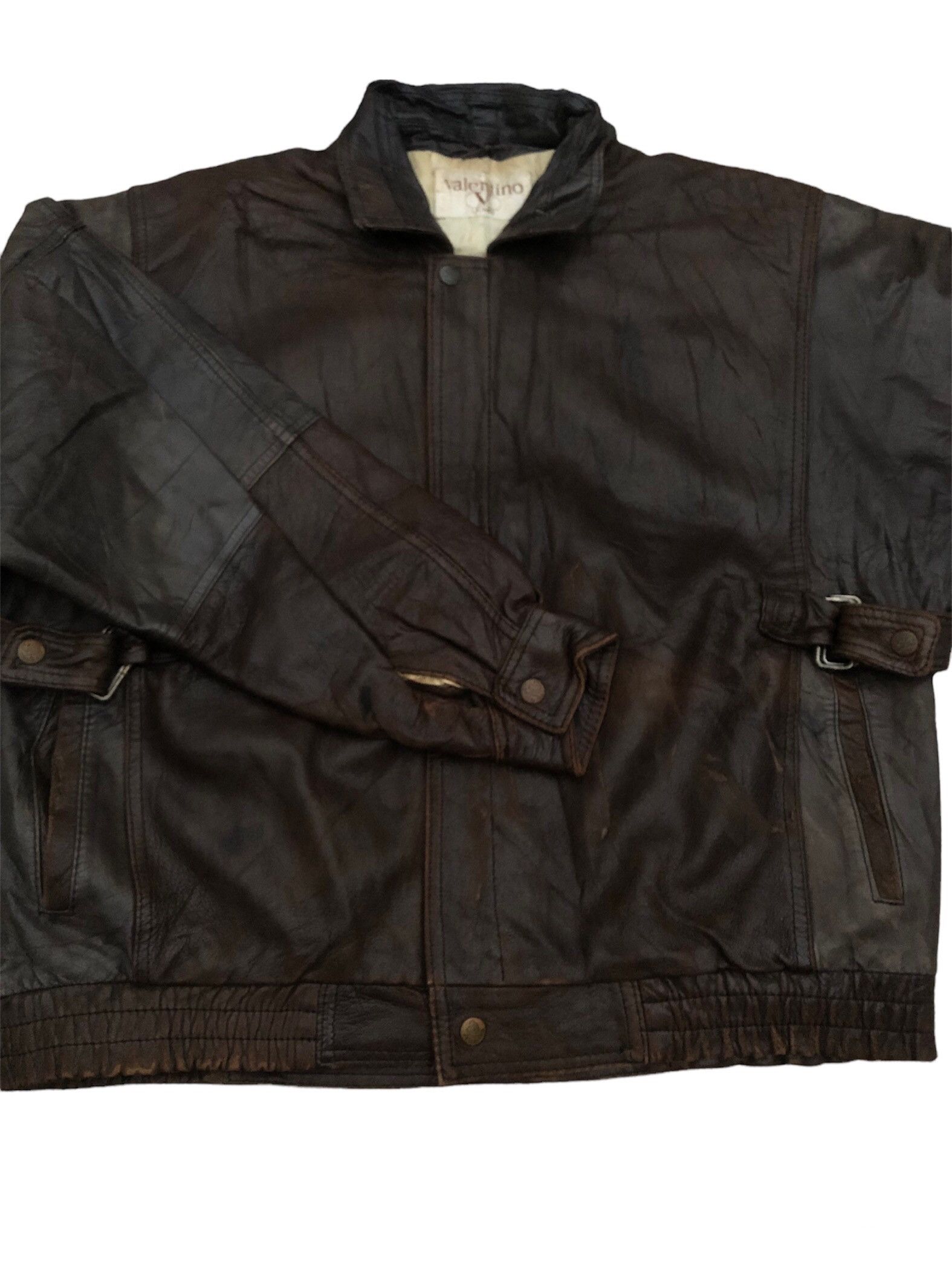Vintage VALENTINO Uomo Leather Biker Jacket Luxury Designer