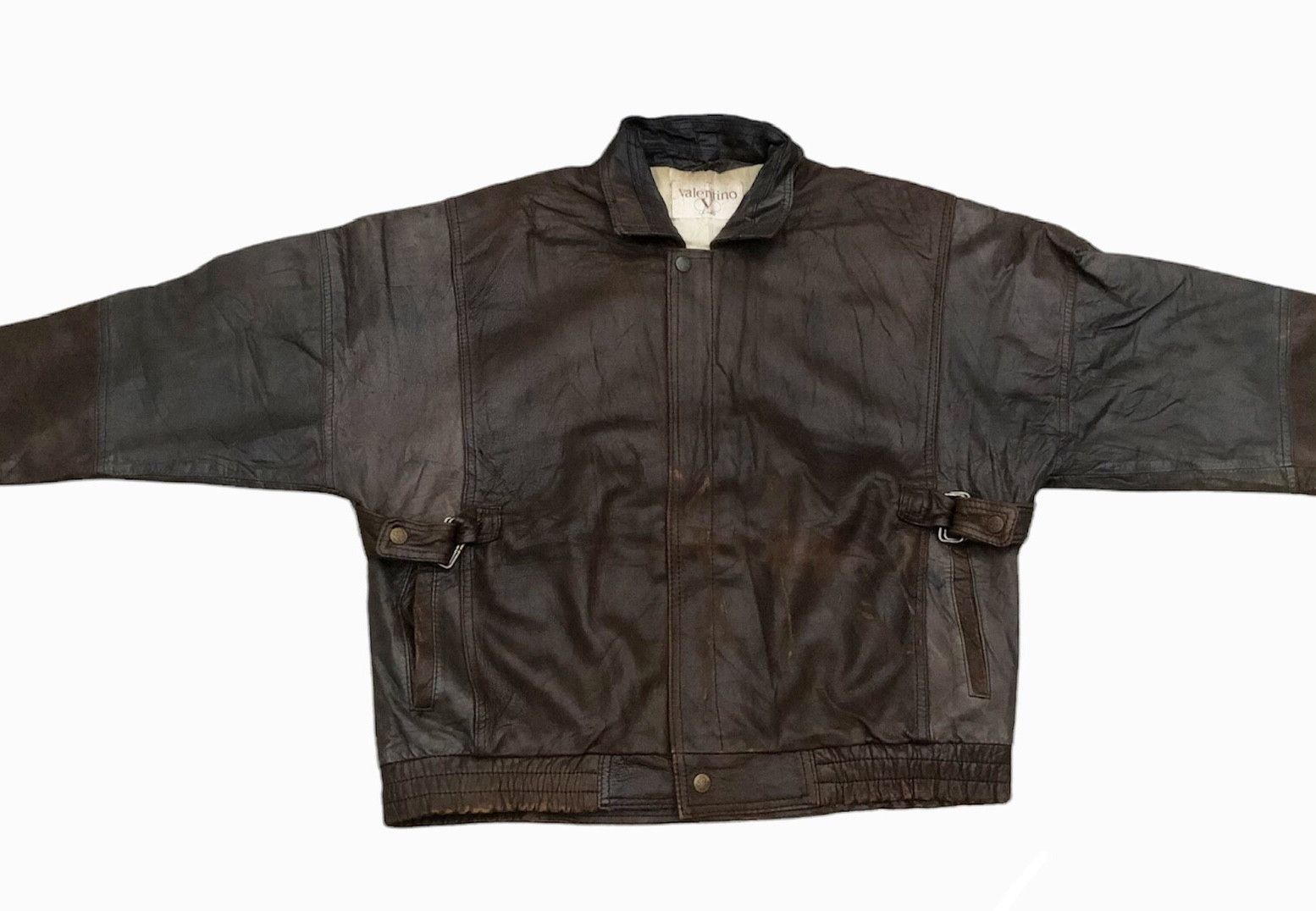 Vintage VALENTINO Uomo Leather Biker Jacket Luxury Designer