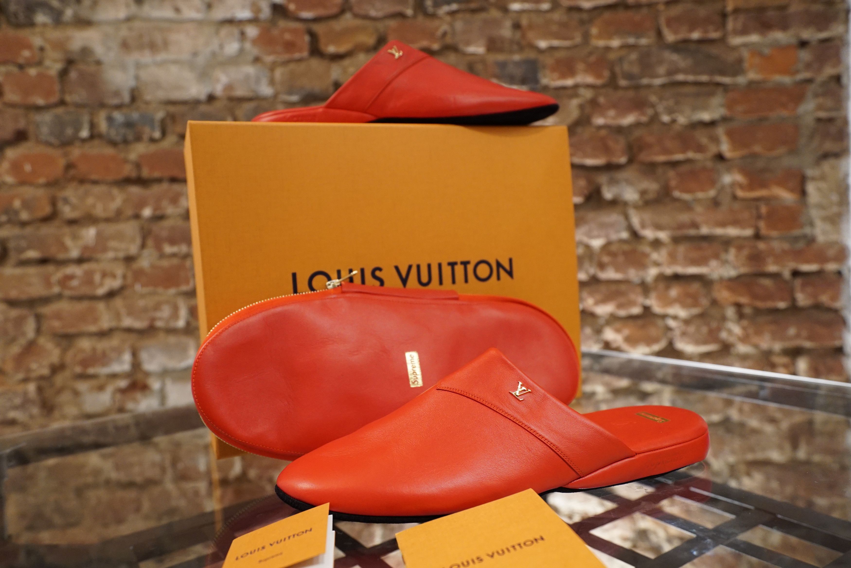 RARE LOUIS VUITTON x SUPREME Red Hugh Slipper LVsize 11 = US 12