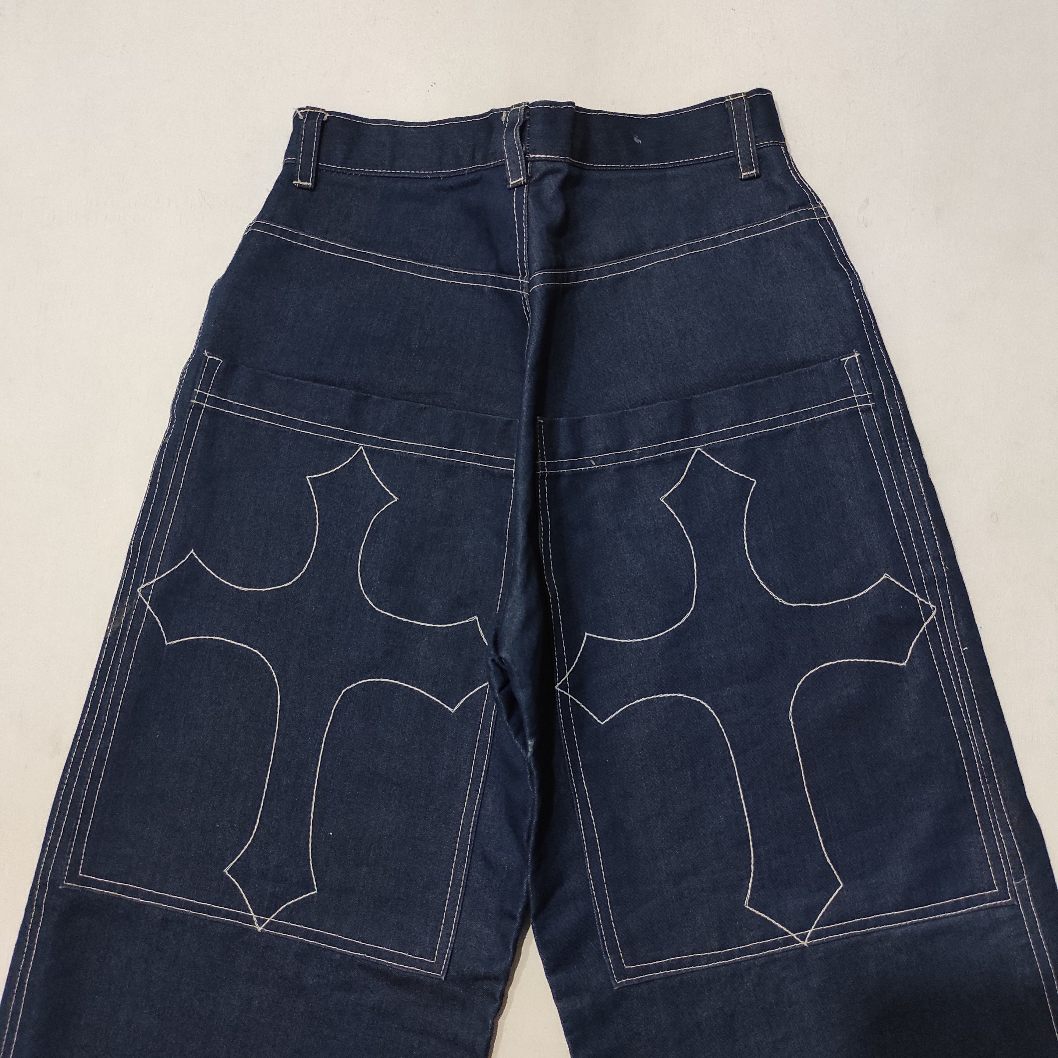 Japanese Brand Custom Denim Jeans Baggy bootcut nice design Size US 27 - 2 Thumbnail